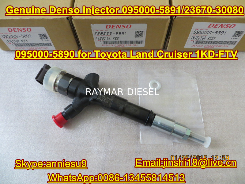 DENSO Genuine & New Common Rail Injector 095000-5891/ 095000-5890/23670-30080 for Toyota L