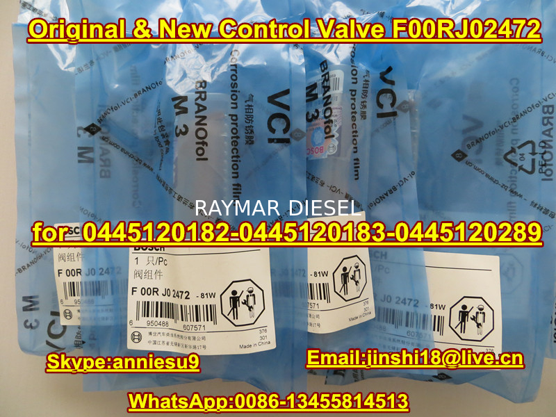 Bosch Genuine Common Rail Injector Valve F00RJ02472 for 0445120182  0445120183  0445120289