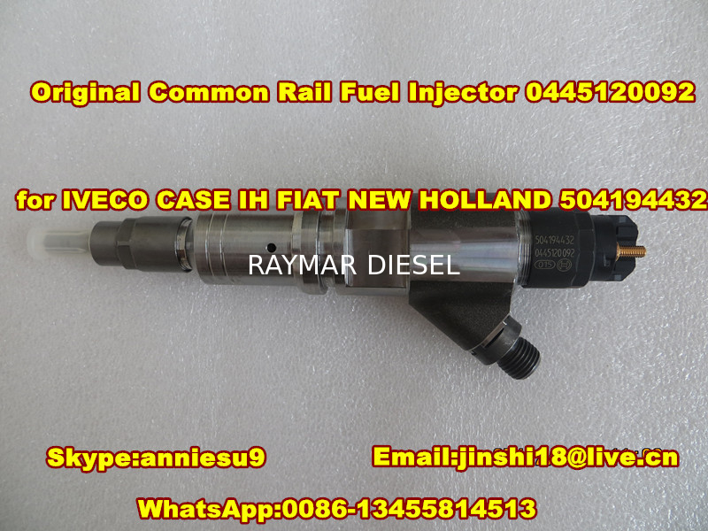 Bosch Original Common Rail Fuel Injector 0445120092 for IVECO CASE IH FIAT NEW HOLLAND 504