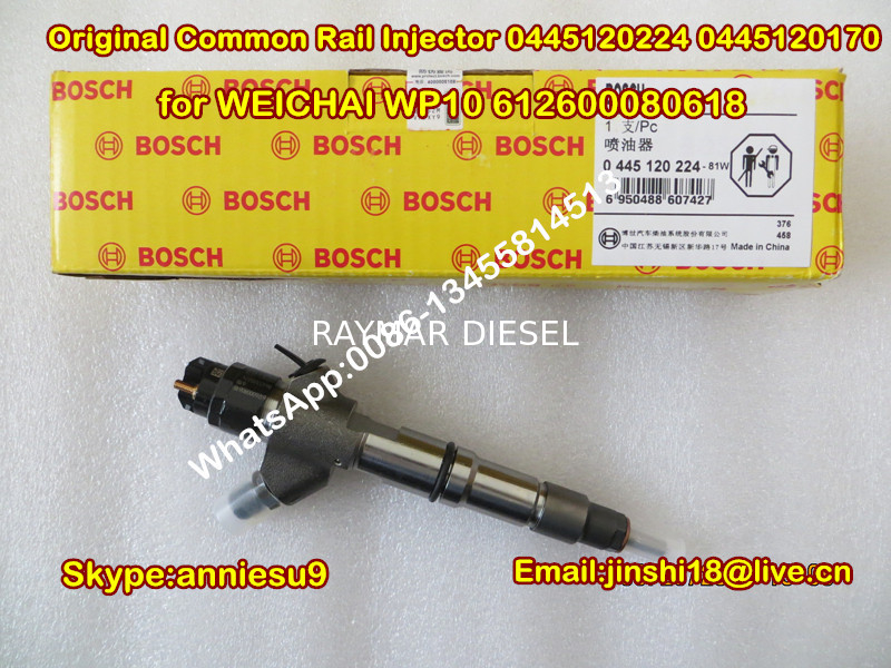 Bosch Original Common Rail Injector 0445120224 0445120170 for WEICHAI WP10 612600080618