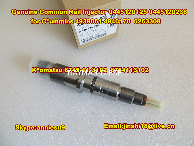 Bosch Original Common Rail Injector 0445120125 0445120236 for Cummins 4939061 4940170 5263