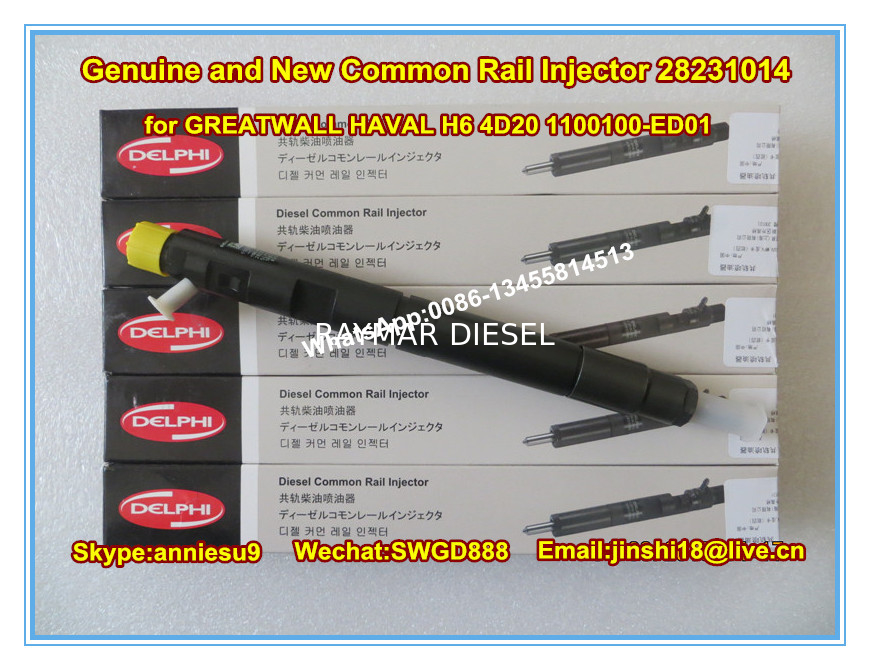 Delphi Genuine and New Common Rail Injector 28231014 for GREATWALL HAVAL H6 4D20 1100100-E